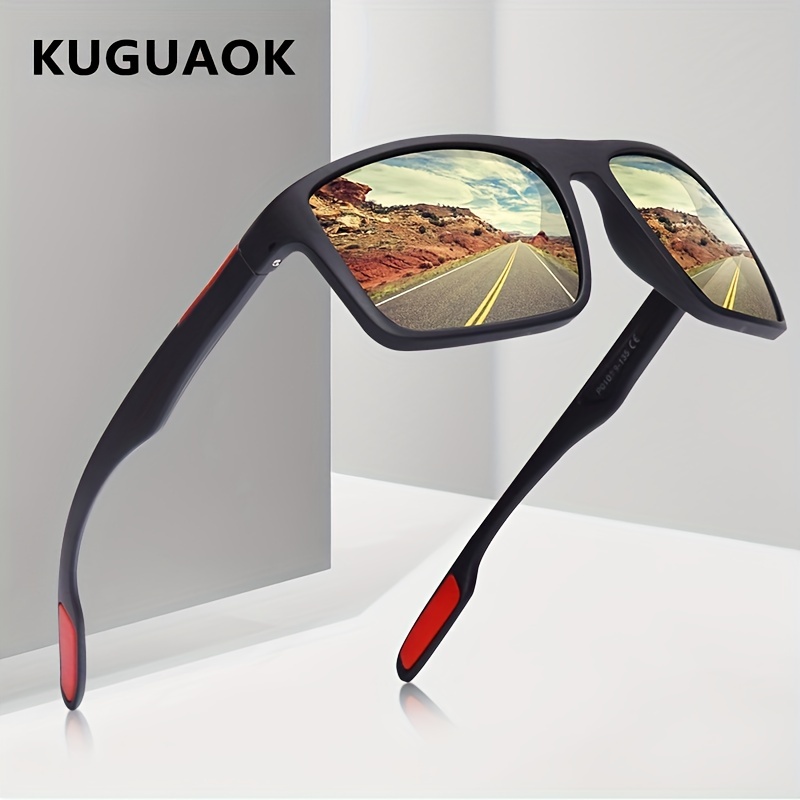 2pcs Men's Polarized Sunglasses, Lightweight Square Frame UV Protection Sunglasses for Driving Cycling Fishing,Temu