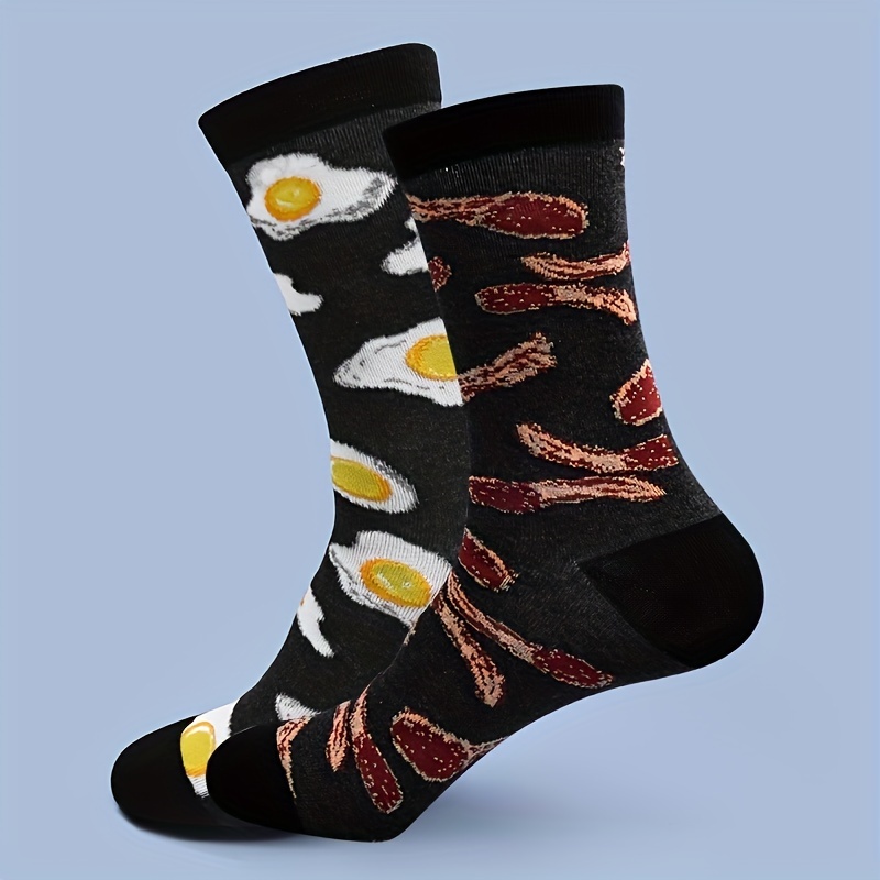 Image of 1 Pair Of Unisex Ab Socks, Trendy Fashion Cartoon Pattern Warm Mid-calf Socks