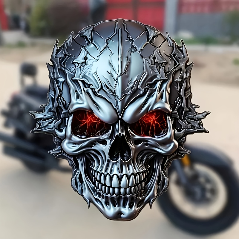 3d Imitation Metal Skull Car Stickers Motorcycle Scratch - Temu