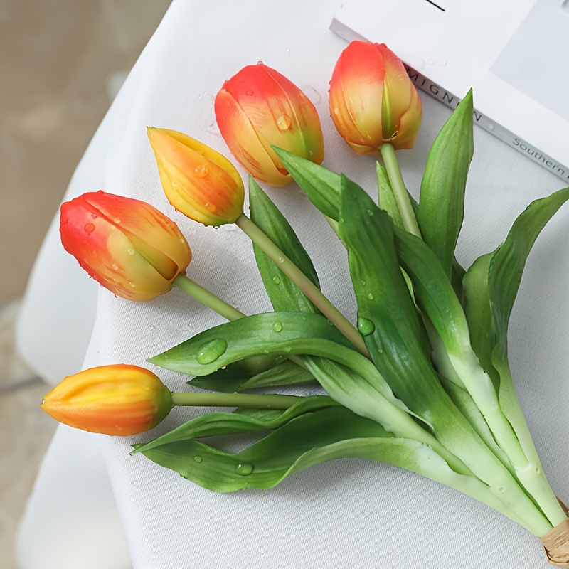 1 Mazzo Di 5 Tulipani Artificiali Fiori Simulati Realistici In Piena  Fioritura Per Decorazioni Interne/esterne O Bouquet Da Sposa