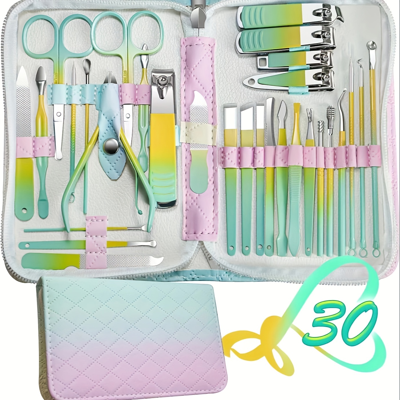 

30pcs/set Nail Clippers Manicure Tool Set, With Portable Travel Case, Cuticle Nippers And Cutter Kit, Professional Nail Clippers Pedicure Kit, Grooming Kit For Travel