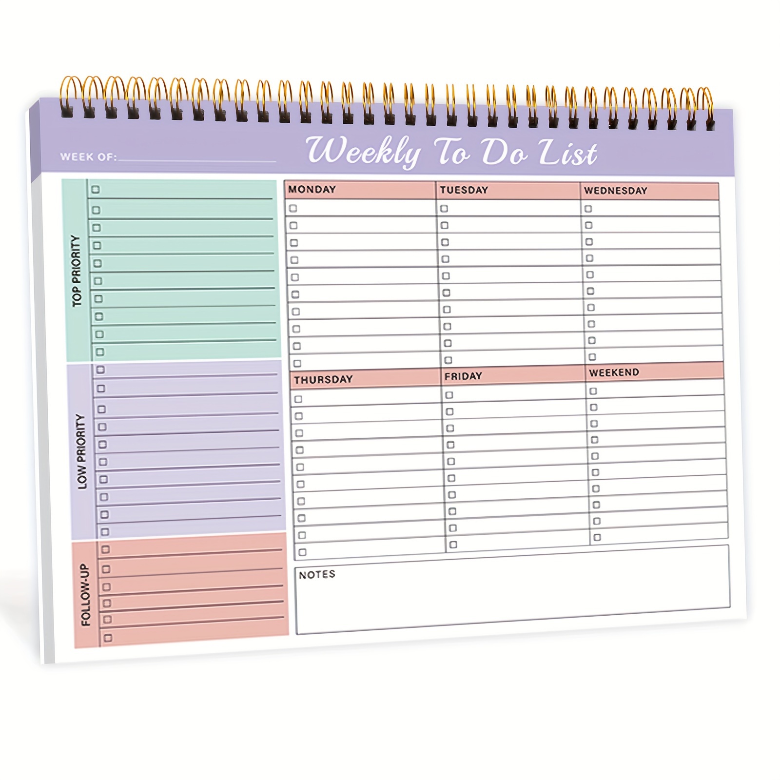 

Bubu 1pc Weekly Planner-weekly To Do List Notepad-11''×8.8''weekly Planner Pad-spiral Undated Weekly Planner Notebook With Organizer, Tasks Level, Weekly Goals Schedule, 52 Sheets/104 Pages