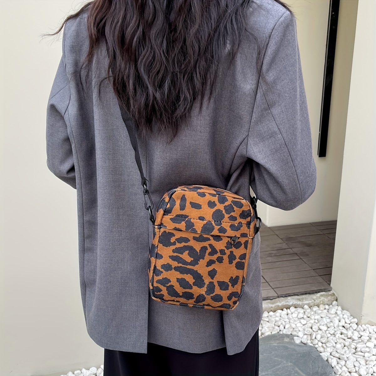 Cow Print Crossbody Bag, Vintage Leopard Print Shoulder Bag, Women's Faux  Leather Purses - Temu