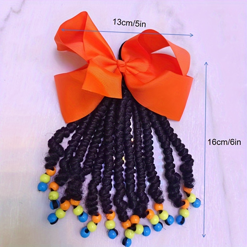 Kids Braided Ponytail With Beads Kid Braided Ponytail Extension Braided  Ponytail Wig With Beads and Bow Kids Braided Wigs for Black Women 