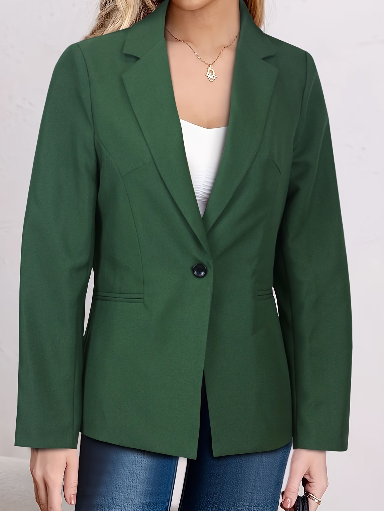 Solid Color Open Front Elegant Lapel Neck Single - Temu