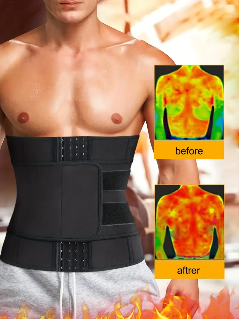 Mens Workout Waist Trainer Neoprene Corset Sauna Sweat Trimmer Slimming  Belly With Belts