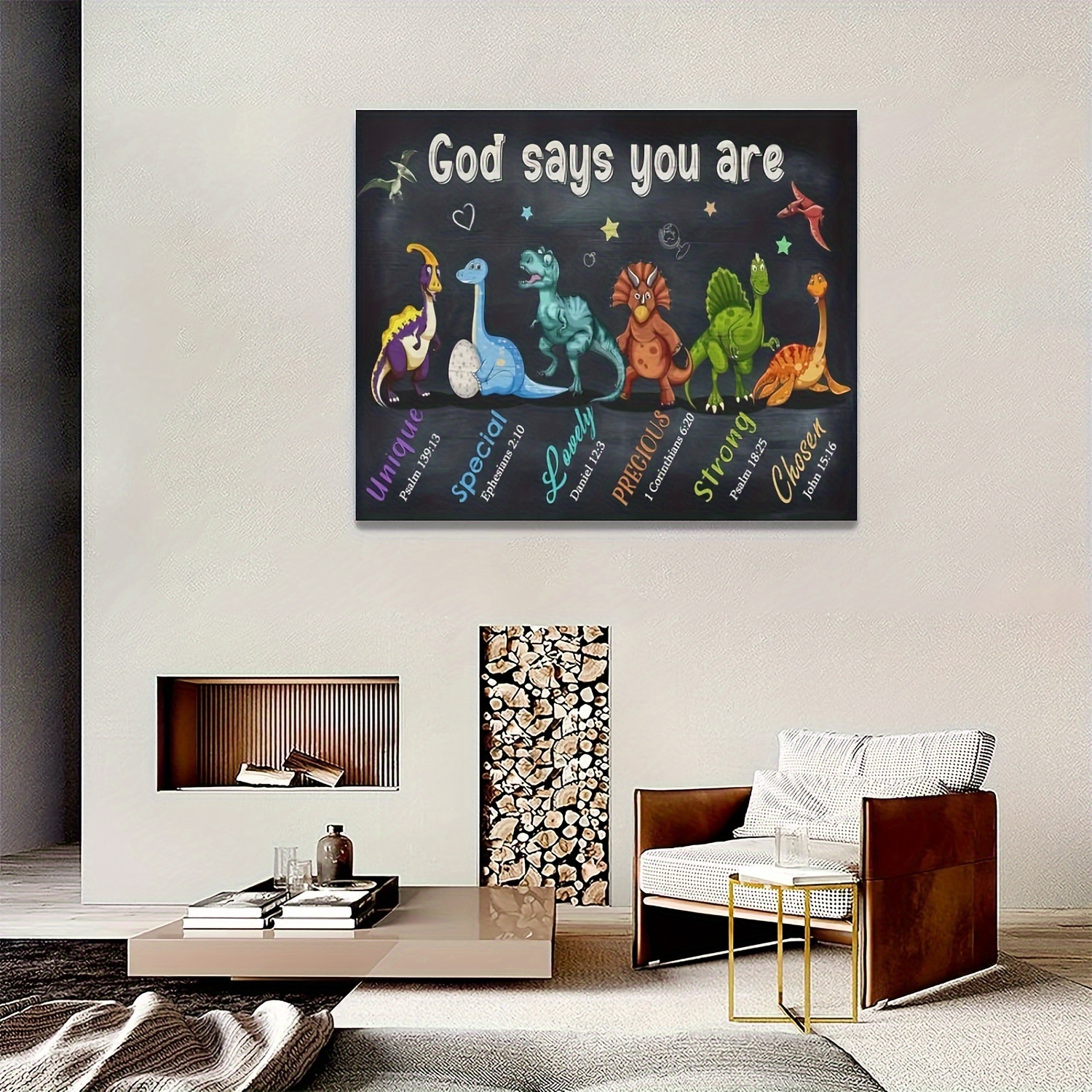 1pc Dinosaur Wall Art Bedroom God Say You Are Unique Pictures Wall Decor  Motivational Canvas Painting Dinosaur Artwork Bedroom Decor Gift Idea (With  F