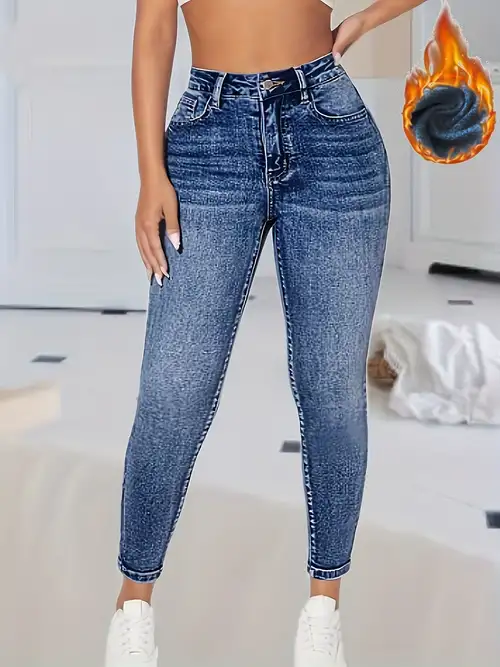 Pantalones Vaqueros Cálidos Para Mujer De Invierno Jeans Termicos