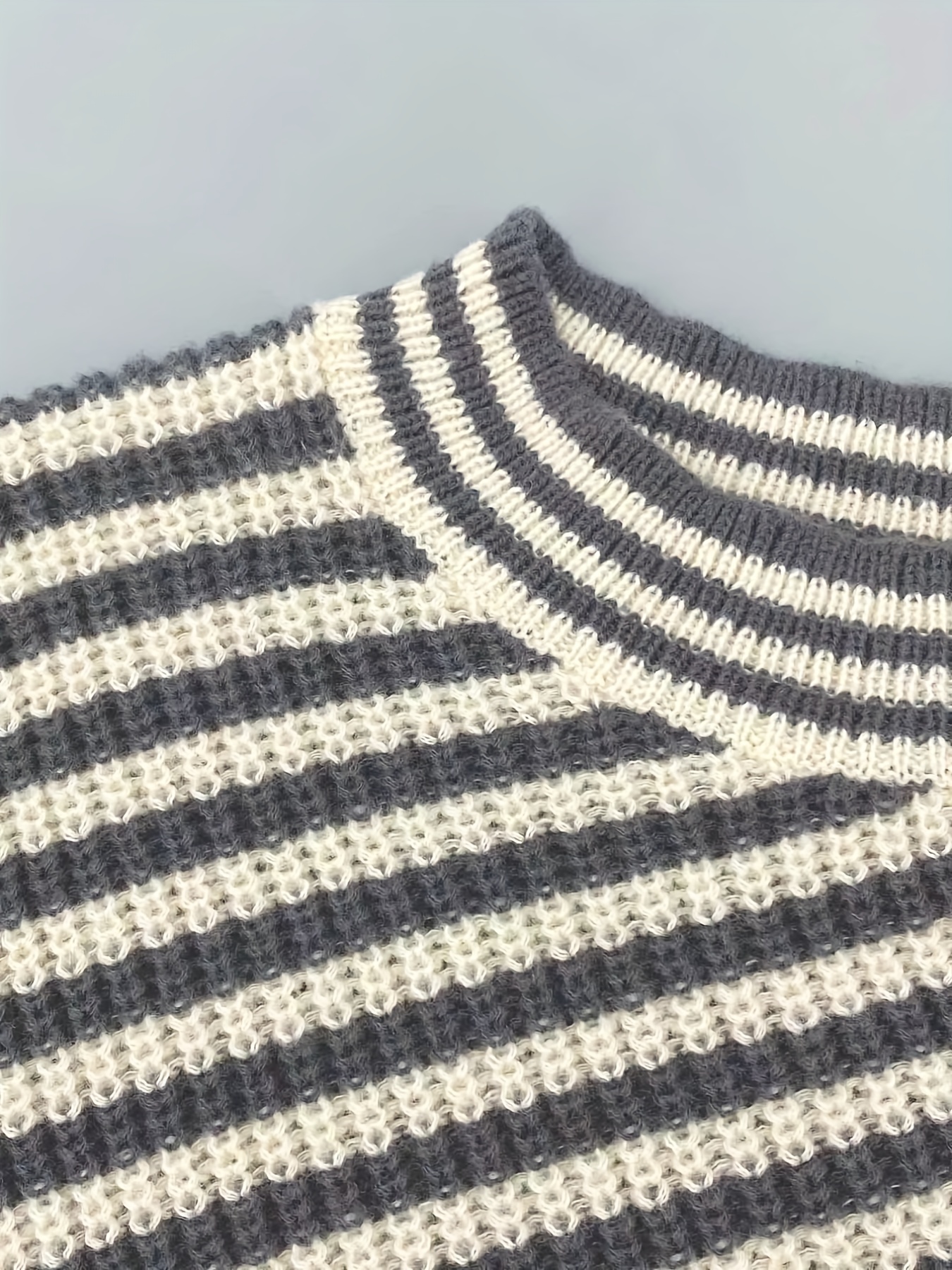 Mock-neck oversized striped sweater