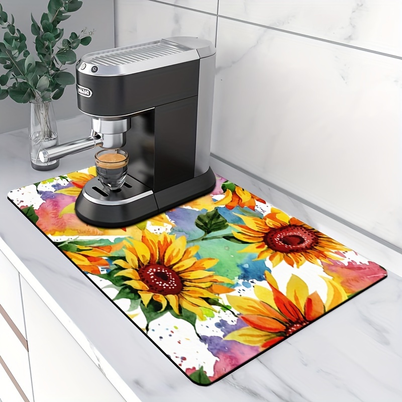 Sunflower Pattern Dish Drying Mat For Countertop - Temu