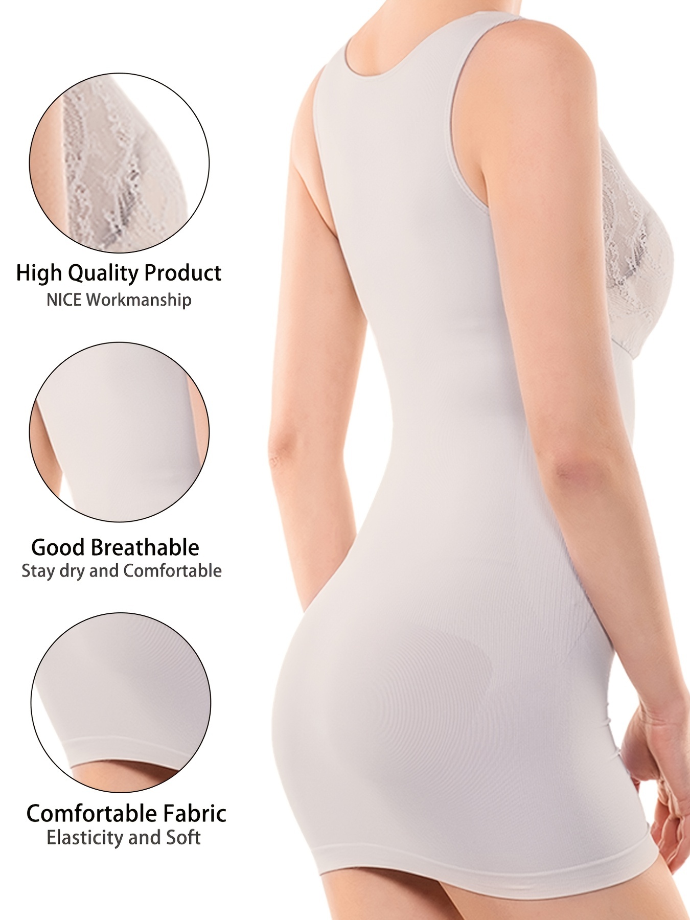 Spitze Shapewear Body für Frauen Bauchkontrolle V-Ausschnitt