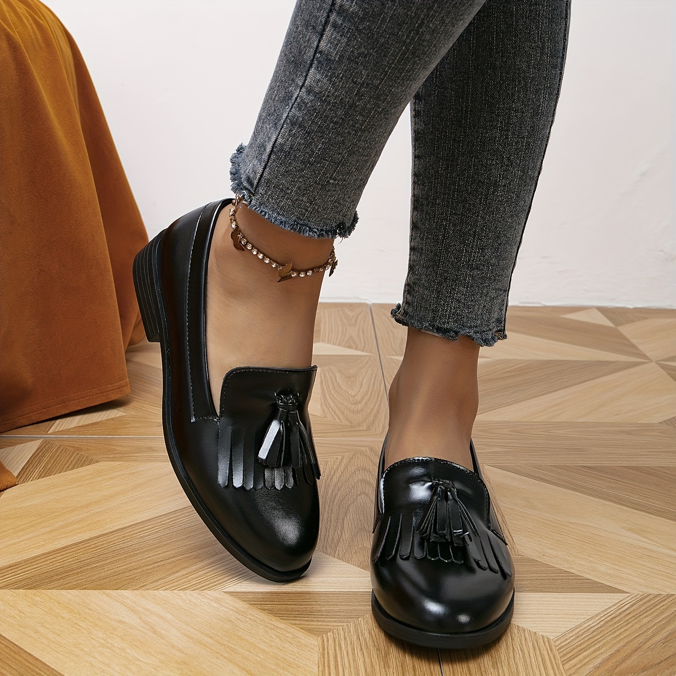 Ladies black tassel on sale loafers