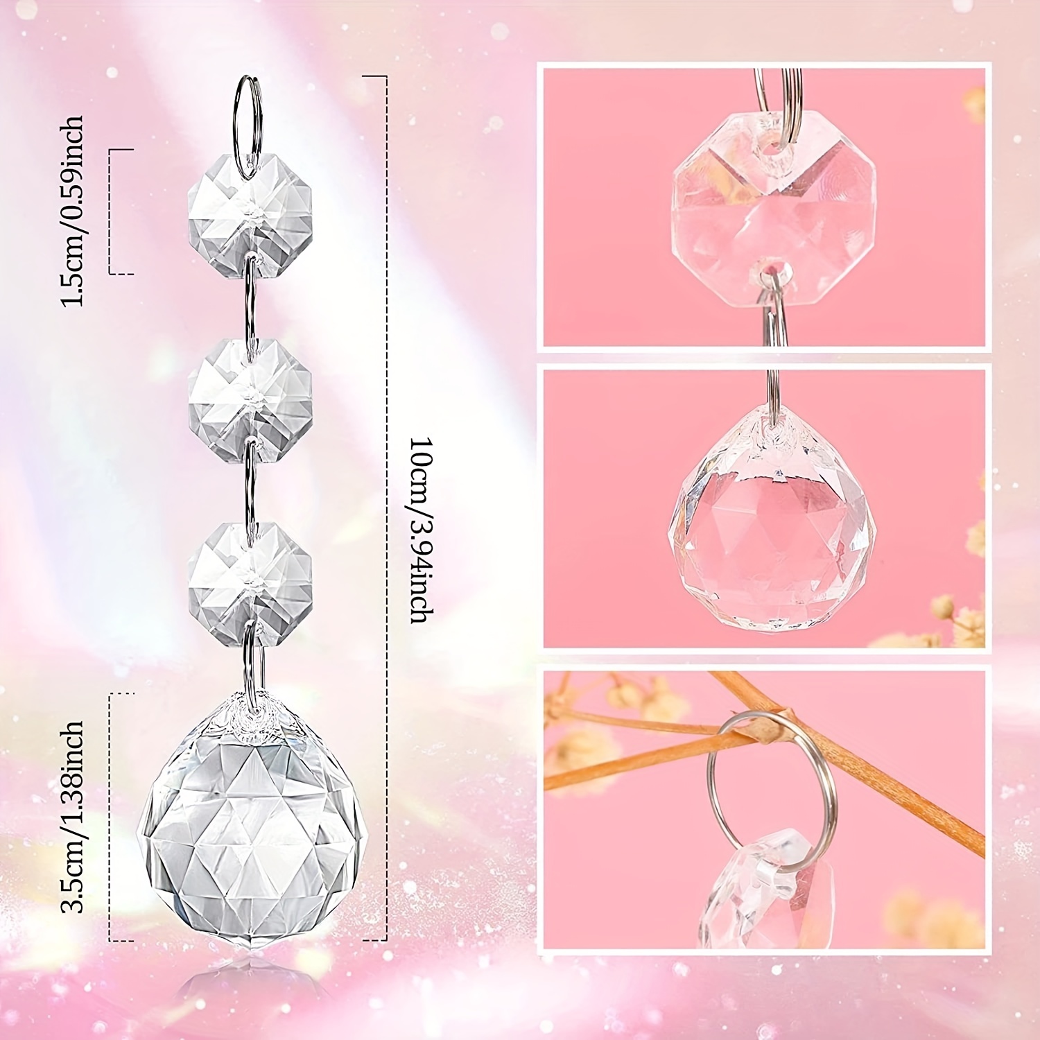 Serdokntbig 33 Feet Acrylic Crystal Garland Hanging Diamond Chandelier  Wedding Party Table Decoration