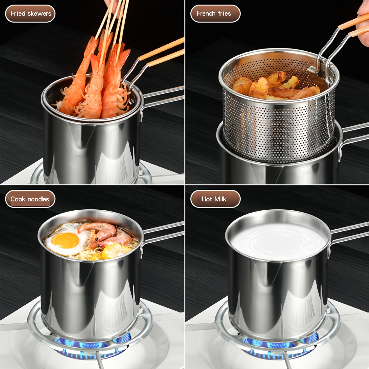 Stainless Steel Deep Fry Basket for Frying Serving Food, Multifunctional  Fryer Basket with Detachable Handle Fryer for Pot Mini Fish Fry Fryer