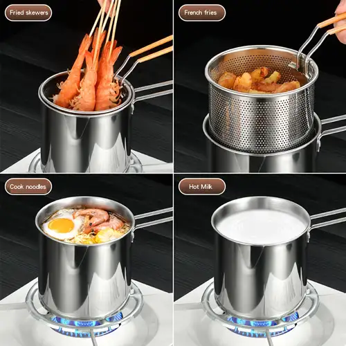 Commercial 8in Culinary Deep-Fry Basket Insulated Handle, Drain