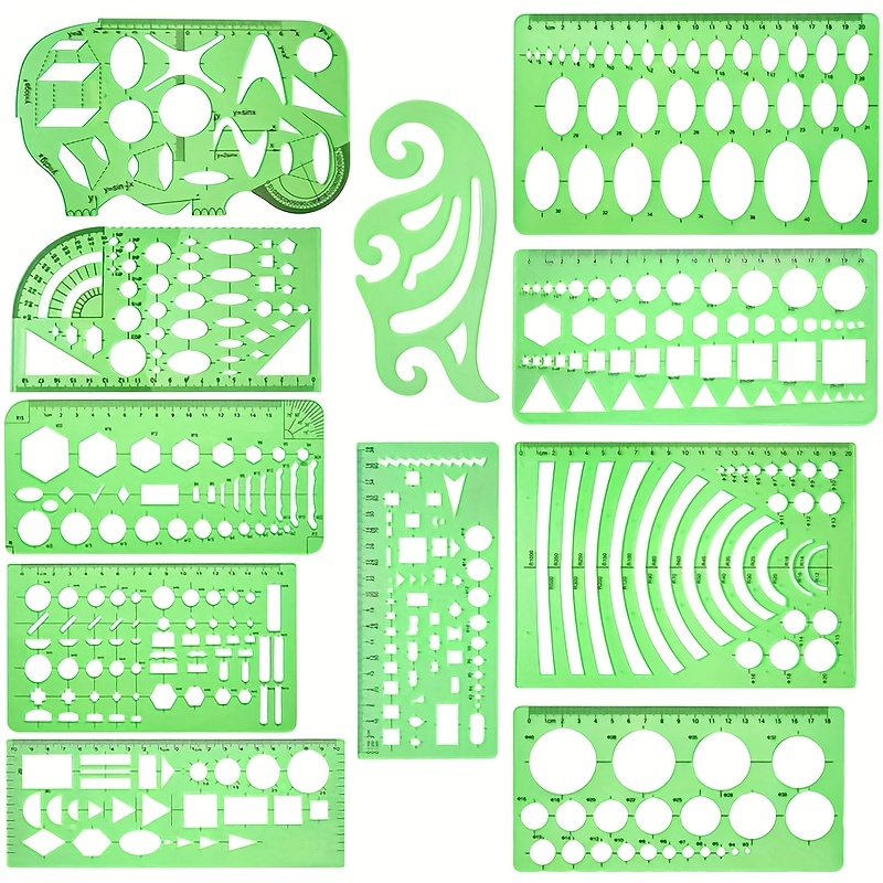 3Pcs Geometric Drawings Templates Stencils Plastic Measuring Template  Rulers for Drafting 