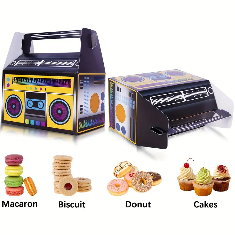 24pcs retro boombox party gift boxes for birthday bachelorette 80s 90s 50s 60s 70s music theme candy treat goodie boxes hip hop punk rock party decorations disco music festival party favor boxes for christmas new year valentines day details 0