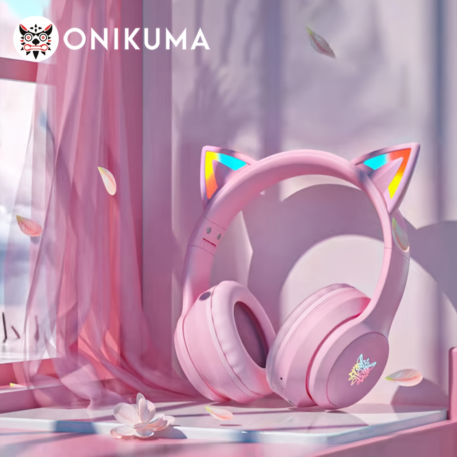 Onikuma Cat Ear Headphones: Wireless Wired Mode Foldable Rgb - Temu