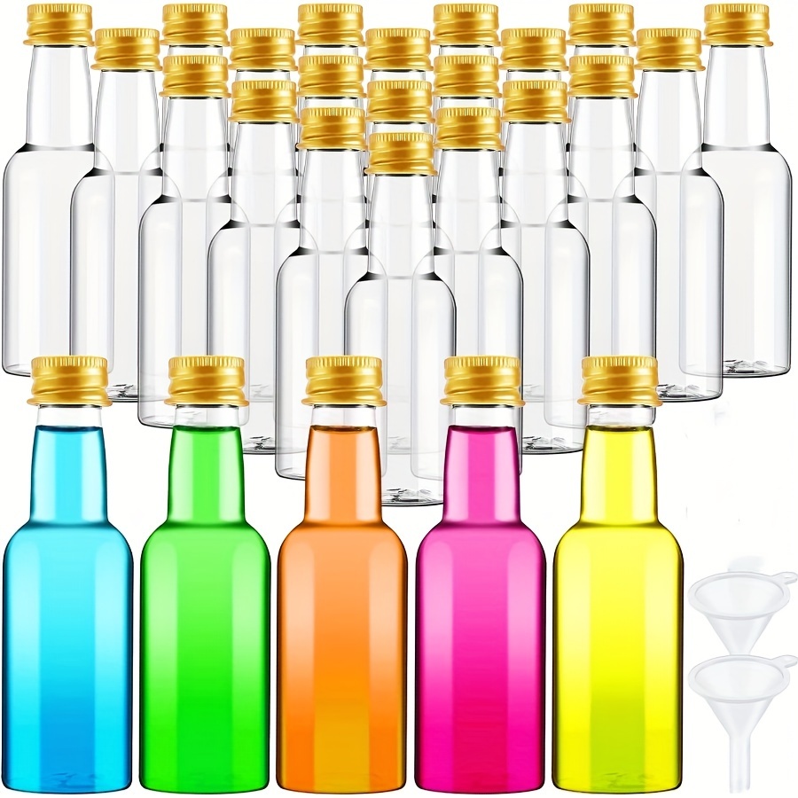 PELLAH Goods Mini Liquor Bottle 50 ml (1.7 oz) Pack of 120 Small Plastic 50ml Bottles and Tamper Evident Caps Lids for Favors Samples Travel (Red