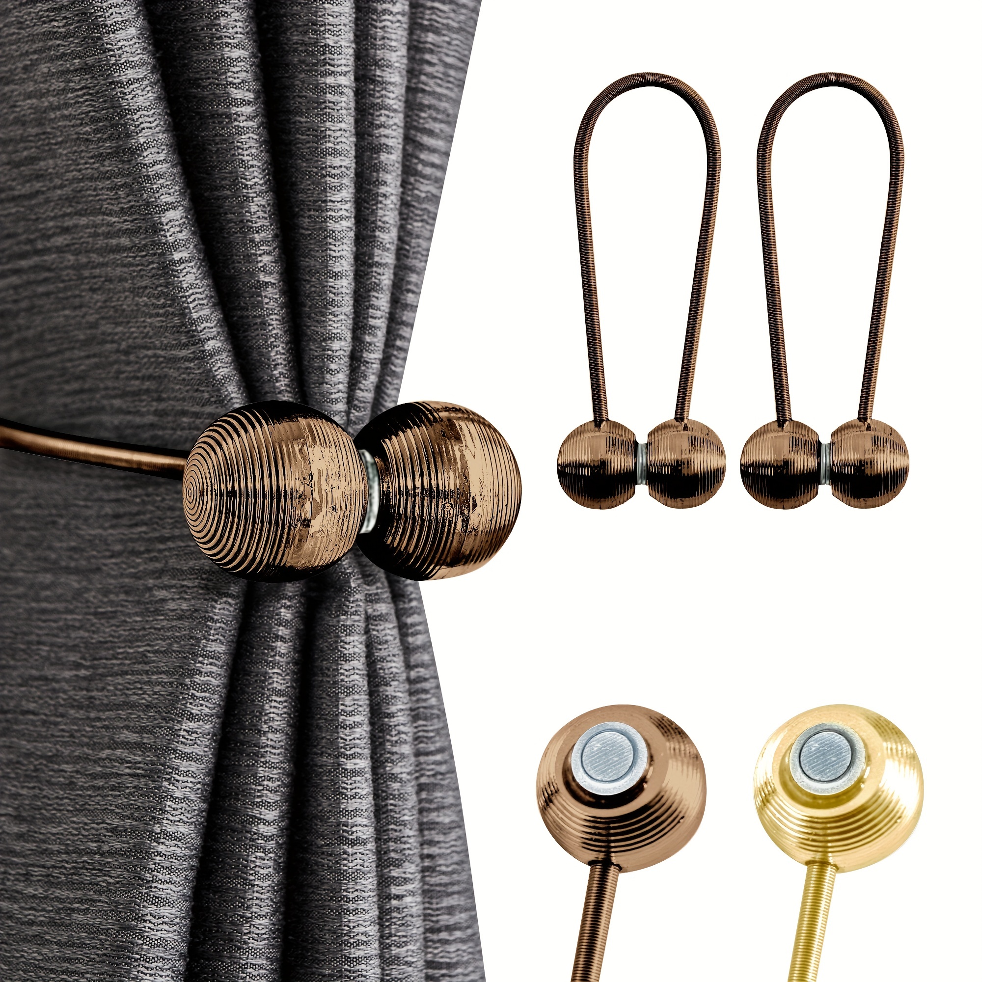 2pcs Magnetic Curtain Tiebacks Metal Ball Shape Holdbacks