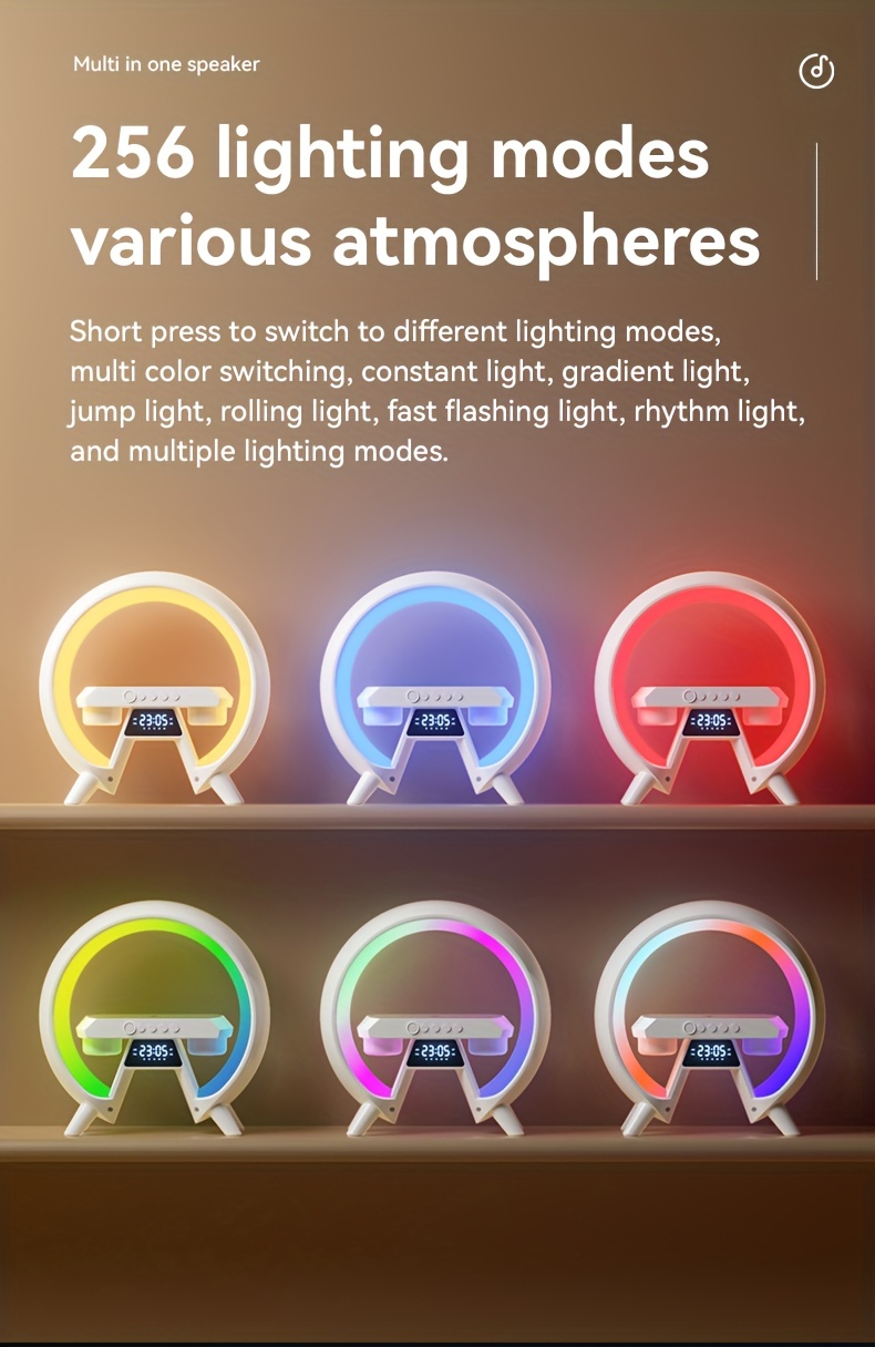 wireless charging speaker technology sense high sound quality high appearance atmosphere lamp electronic digital display large g design wireless speaker details 3