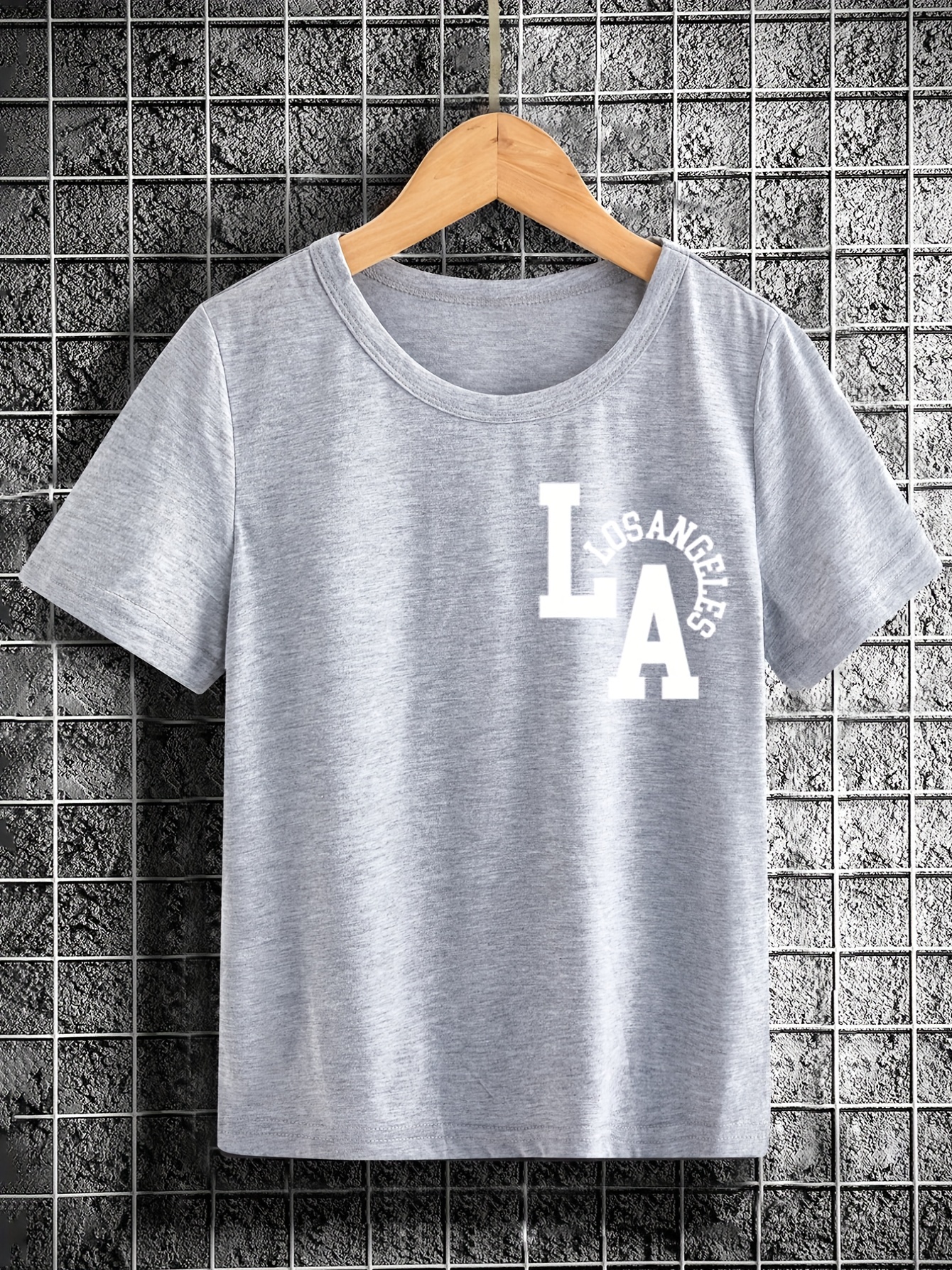 Dodgers Letter Print Boys Creative T-shirt, Casual Lightweight