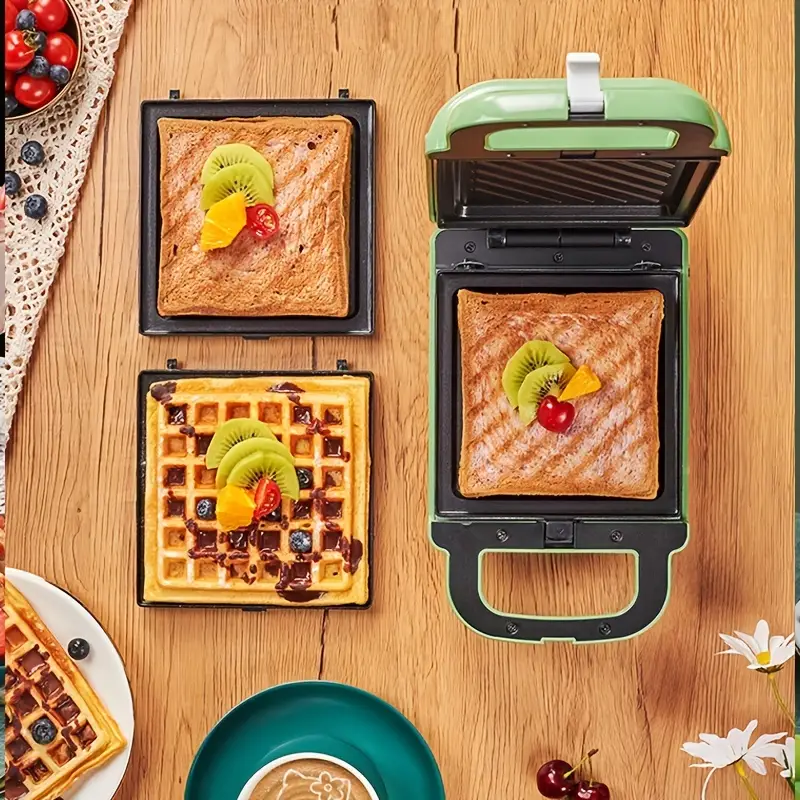 1pc waffle maker with non stick plate compact and easy to clean waffle iron breakfast waffle maker small belgium grilled cheese stainless steel sandwich maker breakfast maker toaster small appliances home frying steak maker details 2