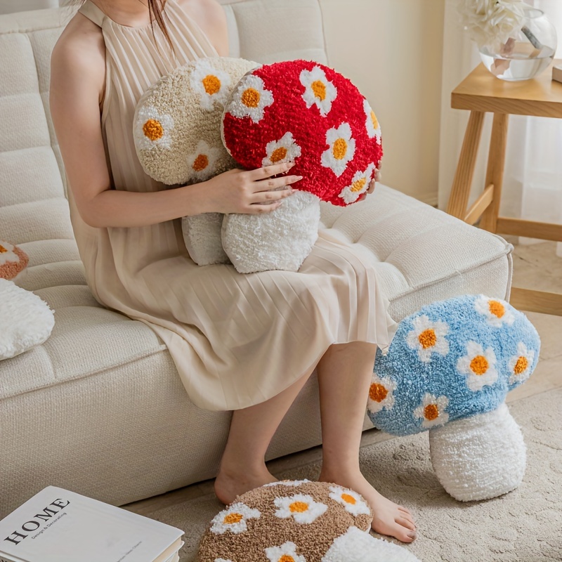 3d Mushroom Throw Pillows Funny Food Pillow Plush Toys - Temu
