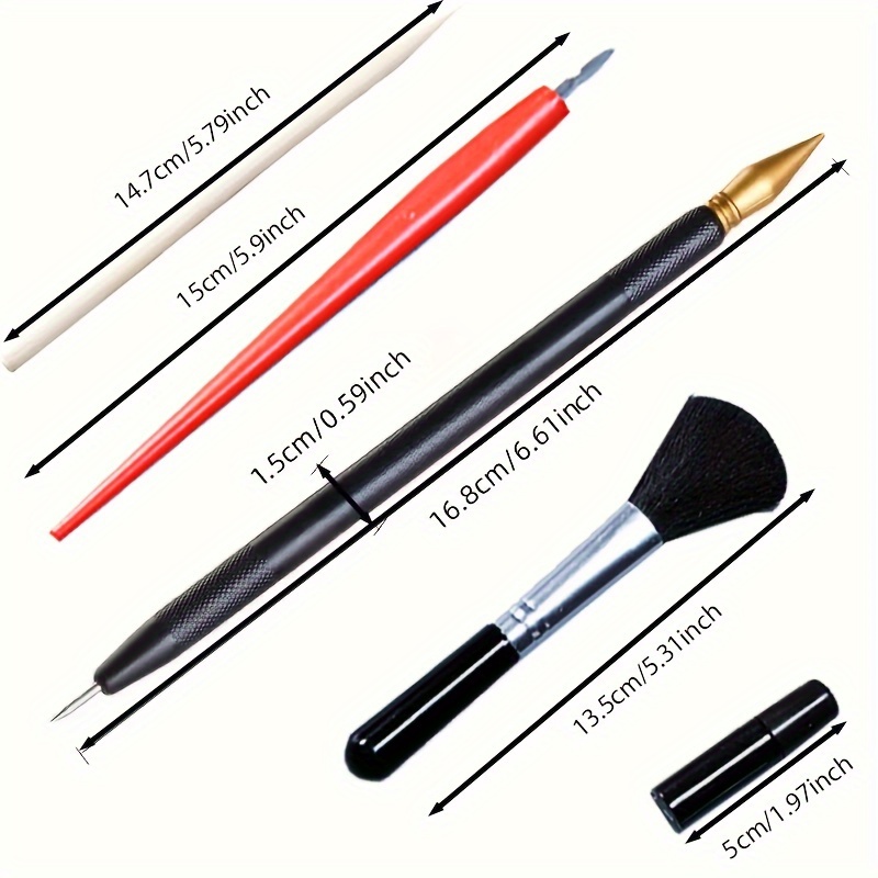 4pcs Painting Drawing Scratch Set With Stick Scraper Pen Black
