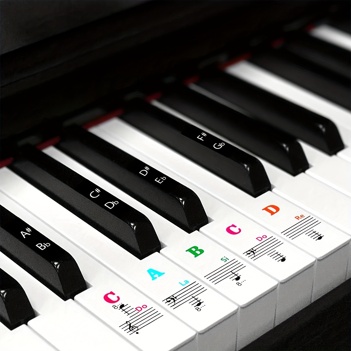 Piano Stickers Keyboard Music Note Chart Removable Decal 49, 54 ,61 88 Keys  UK
