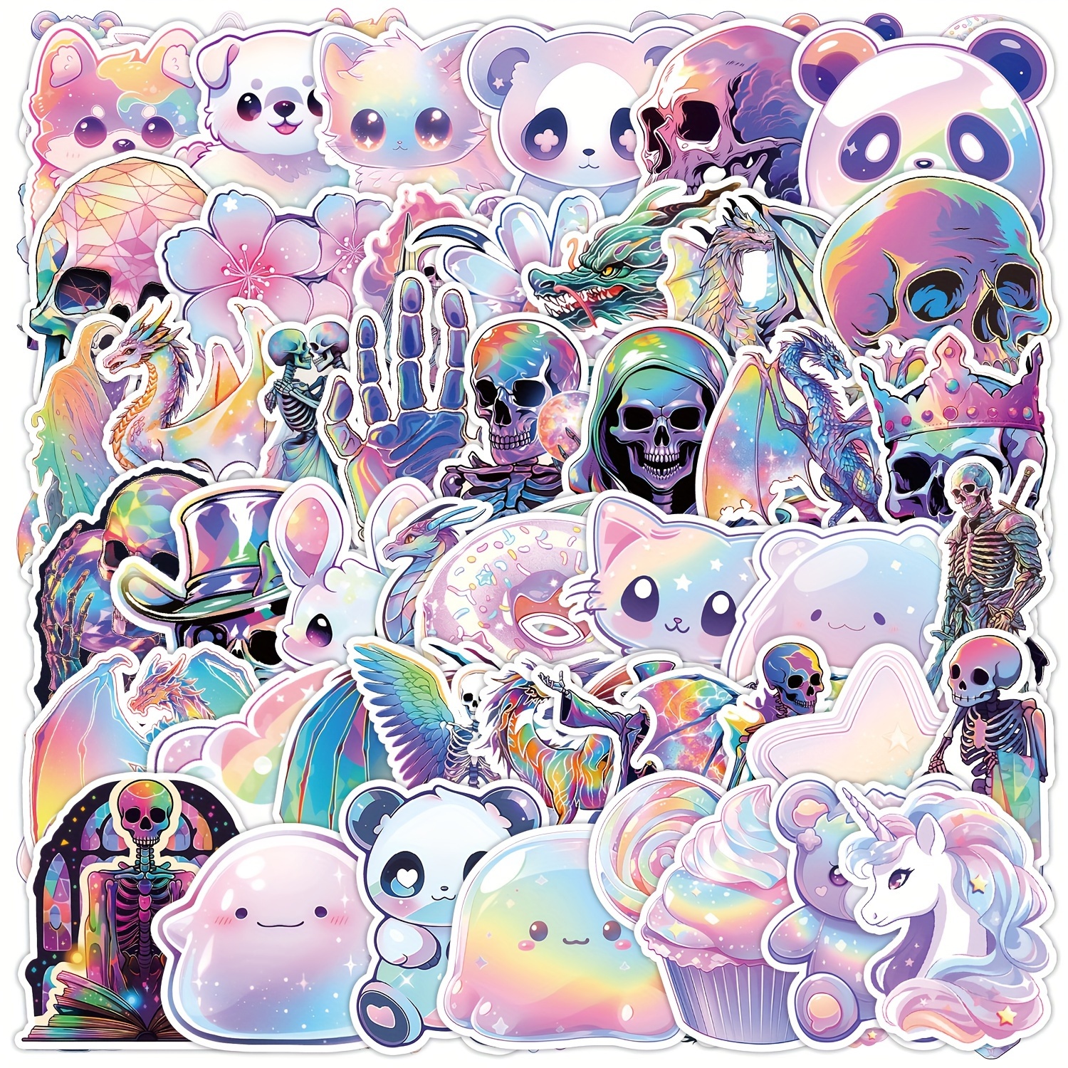 Cute Cartoon Holographic Stickers For Car Phone Skateboard