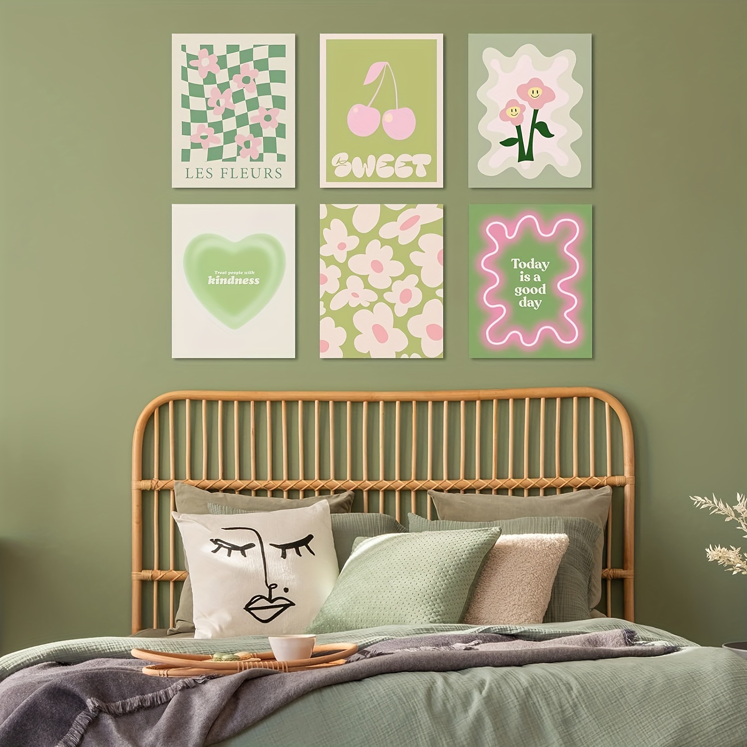 Sage Green Room Decor Aesthetic, Danish Pastel Wall Collage Kit Aesthetic  Pictures, Sage Green Decor for Bedroom, Preppy Room Decor for Teen Girls