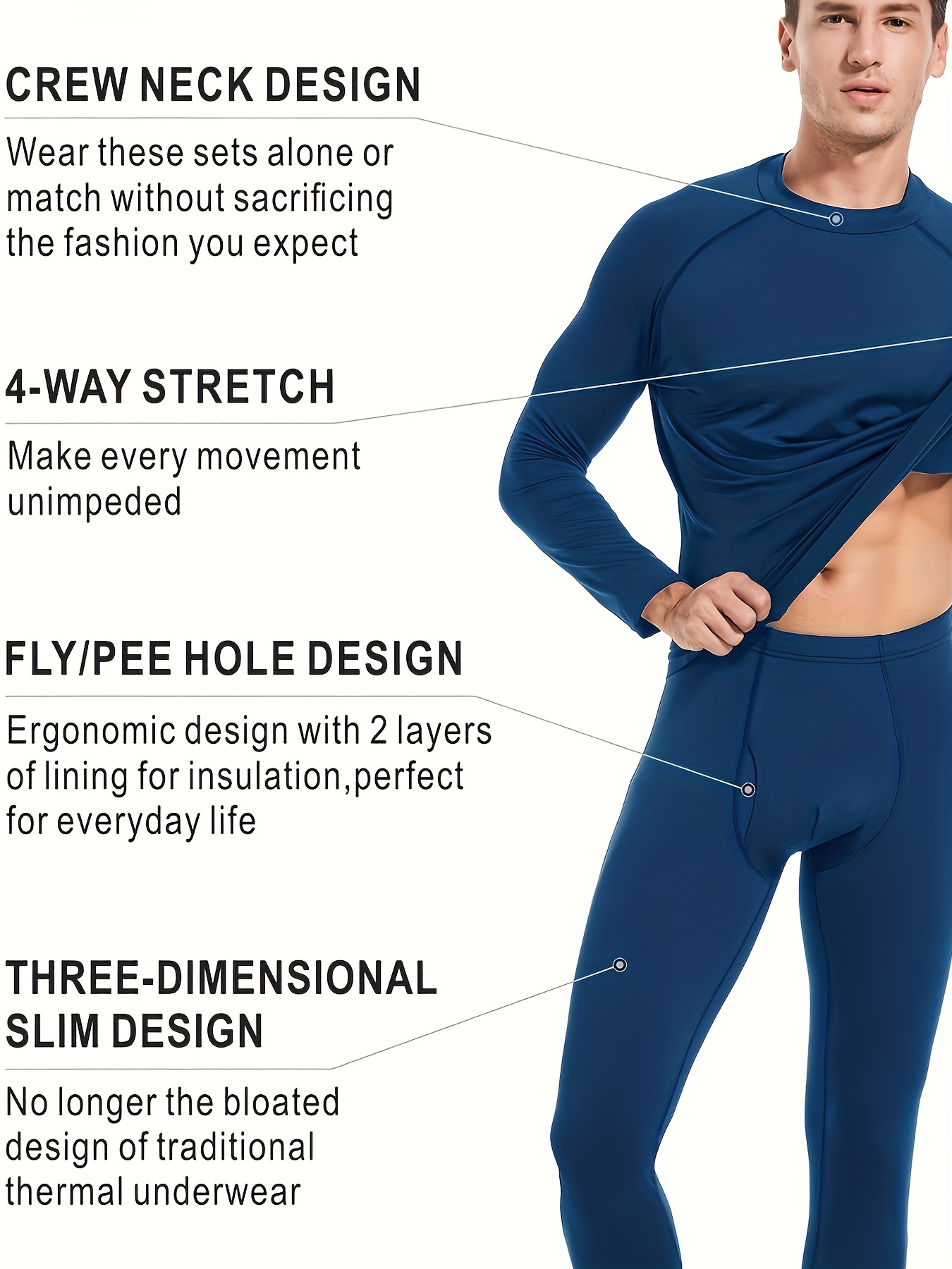 Thermal Underwear Men's High Stretch Breathable Fleece Top - Temu
