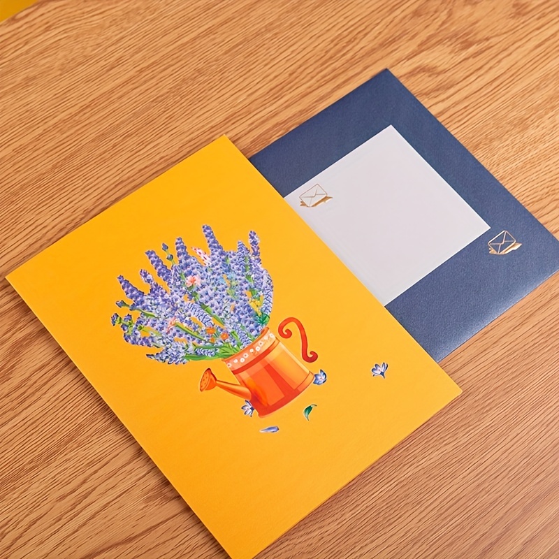 Cartes pop-up Popcards - Papillon jaune-orange pointe Fleurs