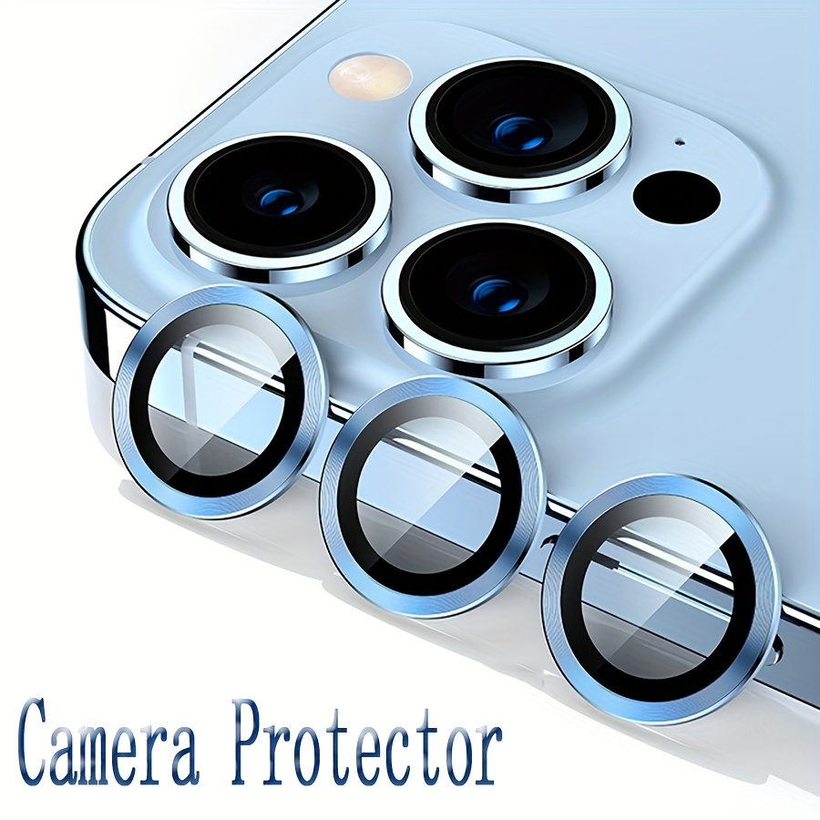 For iPhone 13 14 Pro Max,Plus Metal Ring Tempered Glass Camera Lens  Protector