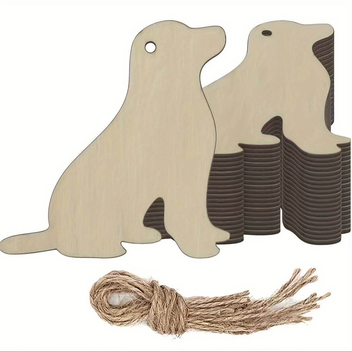 

15pcs Dog Shaped Wooden Diy Crafts Cute Puppy Wooden Cut Wooden Label With Rope For Home Diy Project Craft Decoration
