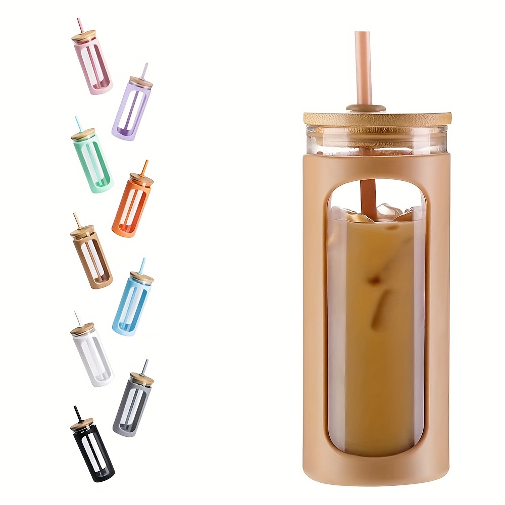 20oz Glass Tumbler Straw Silicone Protective Sleeve Bamboo Lid - BPA Free 
