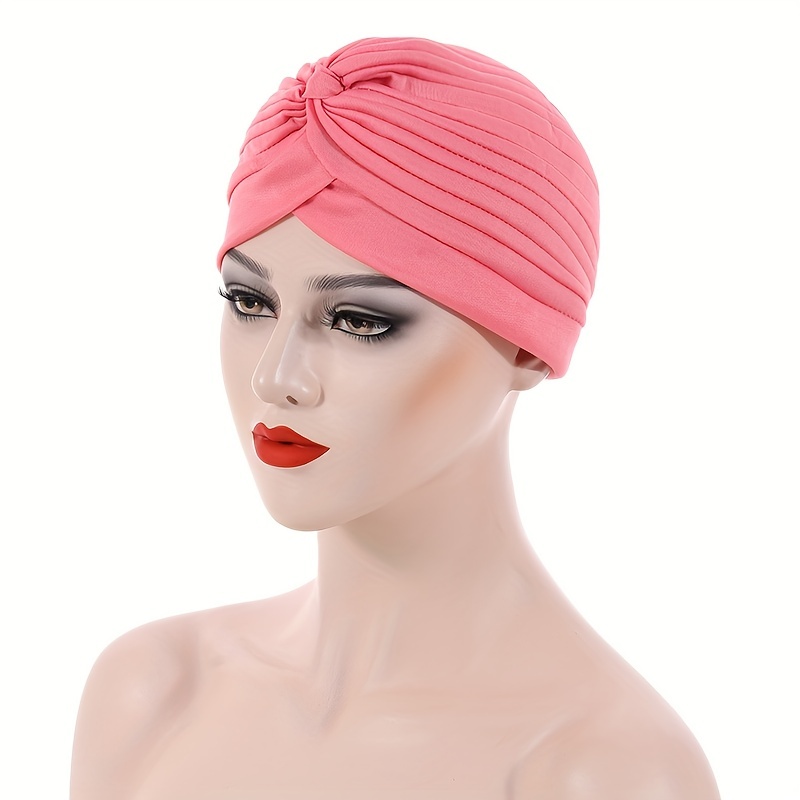 1pc Women's Solid Color Pleated Headwrap Basic Classic Scarf