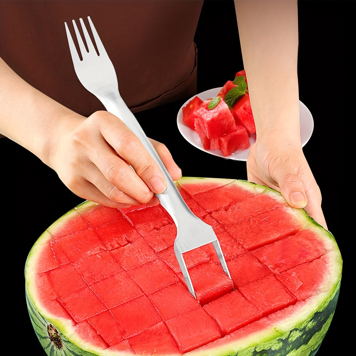 1pc Stainless Steel Multifunction Watermelon Fork, Watermelon