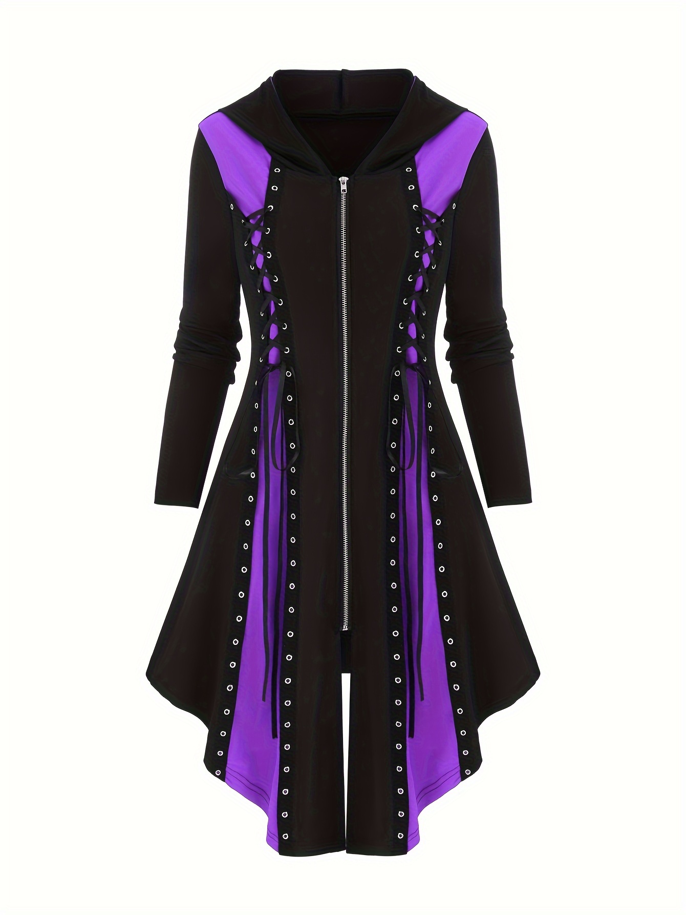 Plus Size Goth Dress Women's Plus Colorblock Zipper Lace - Temu Canada