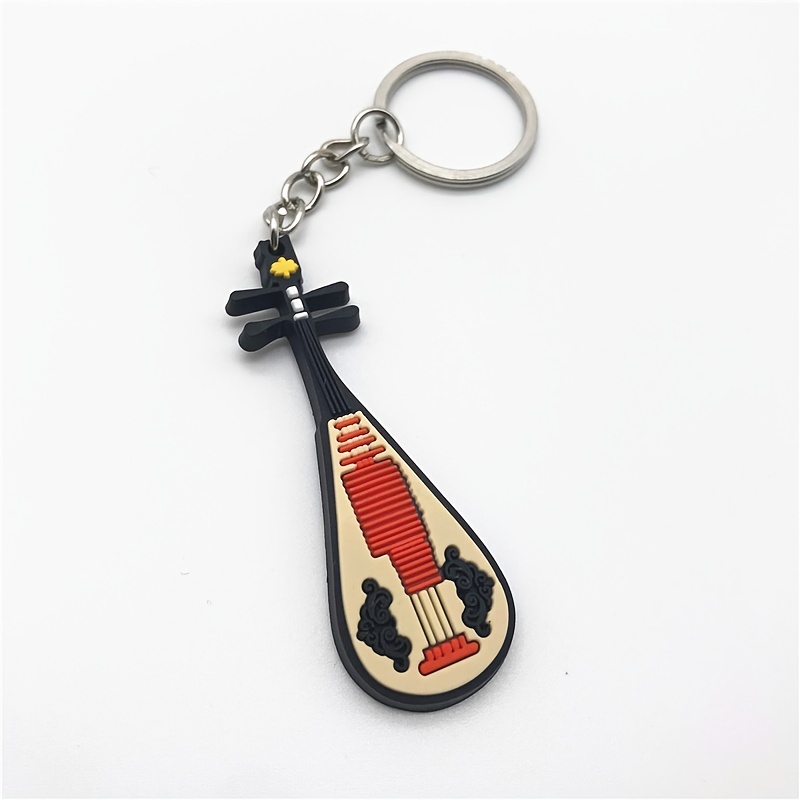 PVC Simulation Guitar Model Key Ring - Musical Instrument Keychain