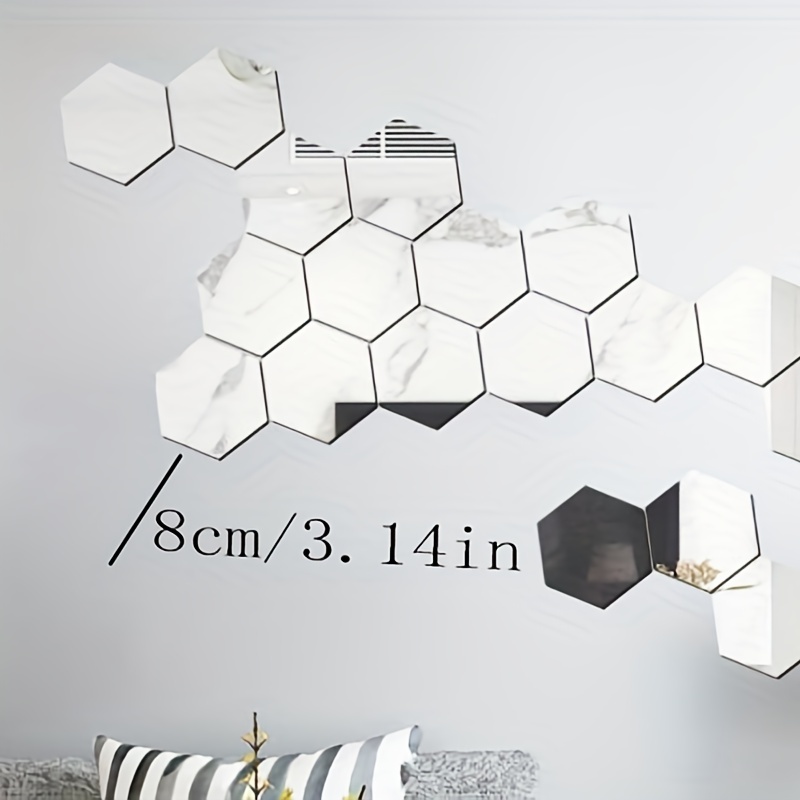 Hexagonal Mirror Stickers Acrylic Wall Decor