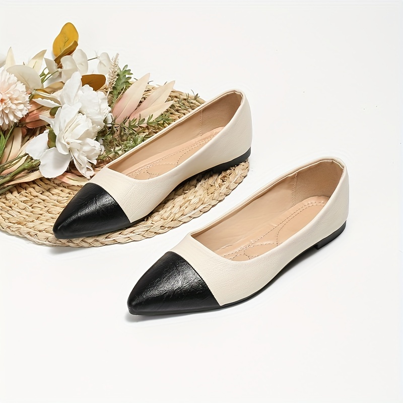 Women's Colorblock Flat Shoes Slip On Lightweight Point Toe Soft Sole