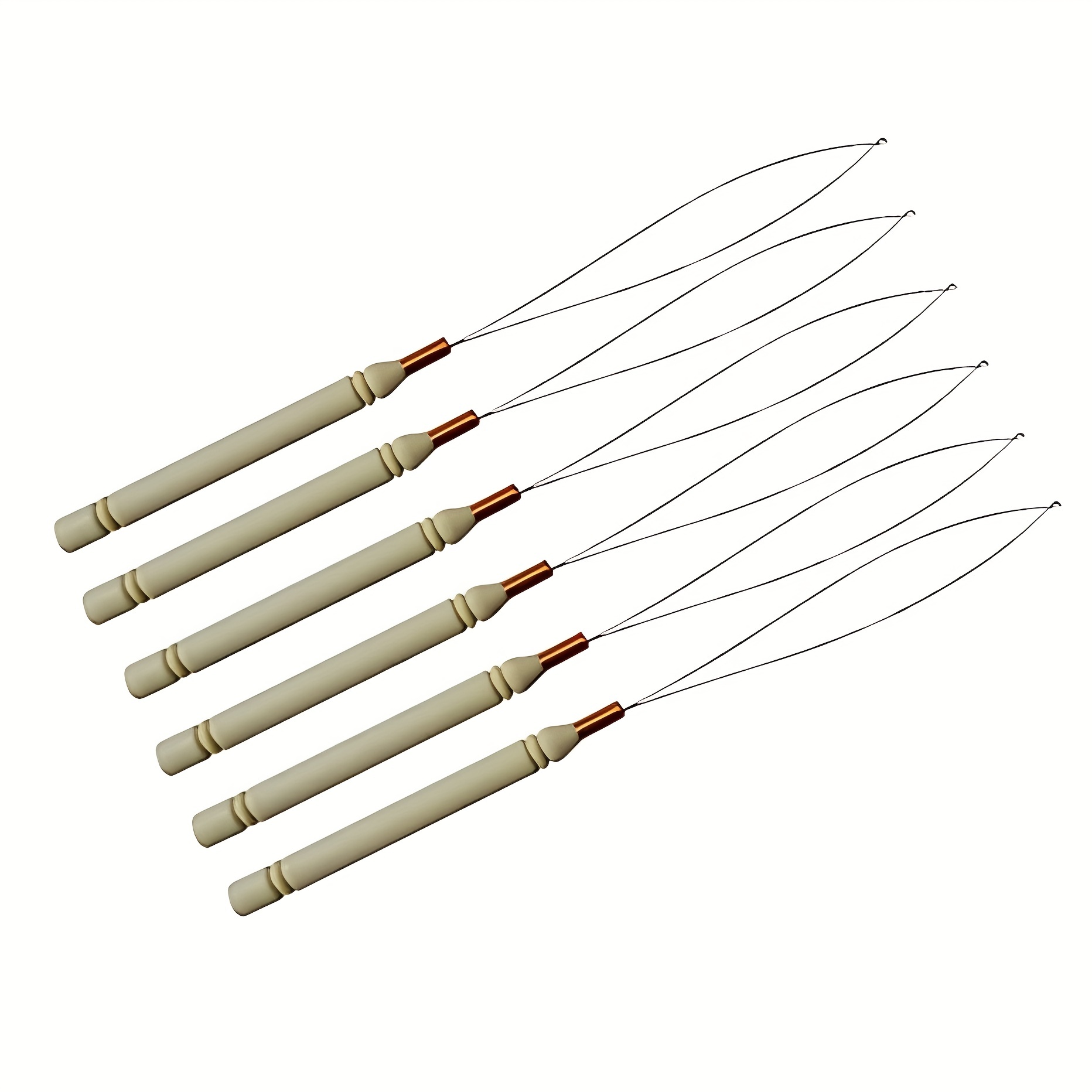 Pack of 5 Wooden Handle Hair Extensions Loop Needle Threader Pulling Hook  Tool