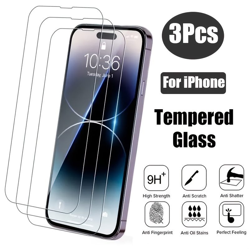 Protector Pantalla Vidrio Templado Premium 3 Piezas Iphone - Temu