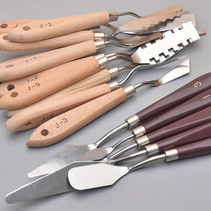 10pcs Artist Stainless Steel Palette Knife Set - Wood Hande Flexible  Spatula Painting Knives, 5 Pieces Painting Knives Oil Painting Accessories  Color