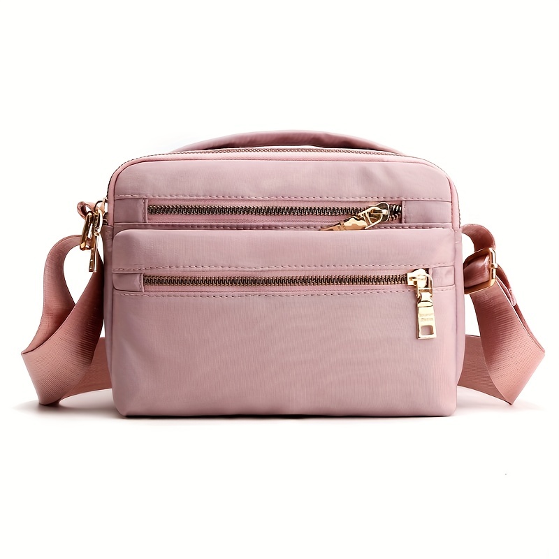 

Multi Zipper Handbag For Women, Mini Nylon Crossbody Bag, Solid Color Purses For Everyday