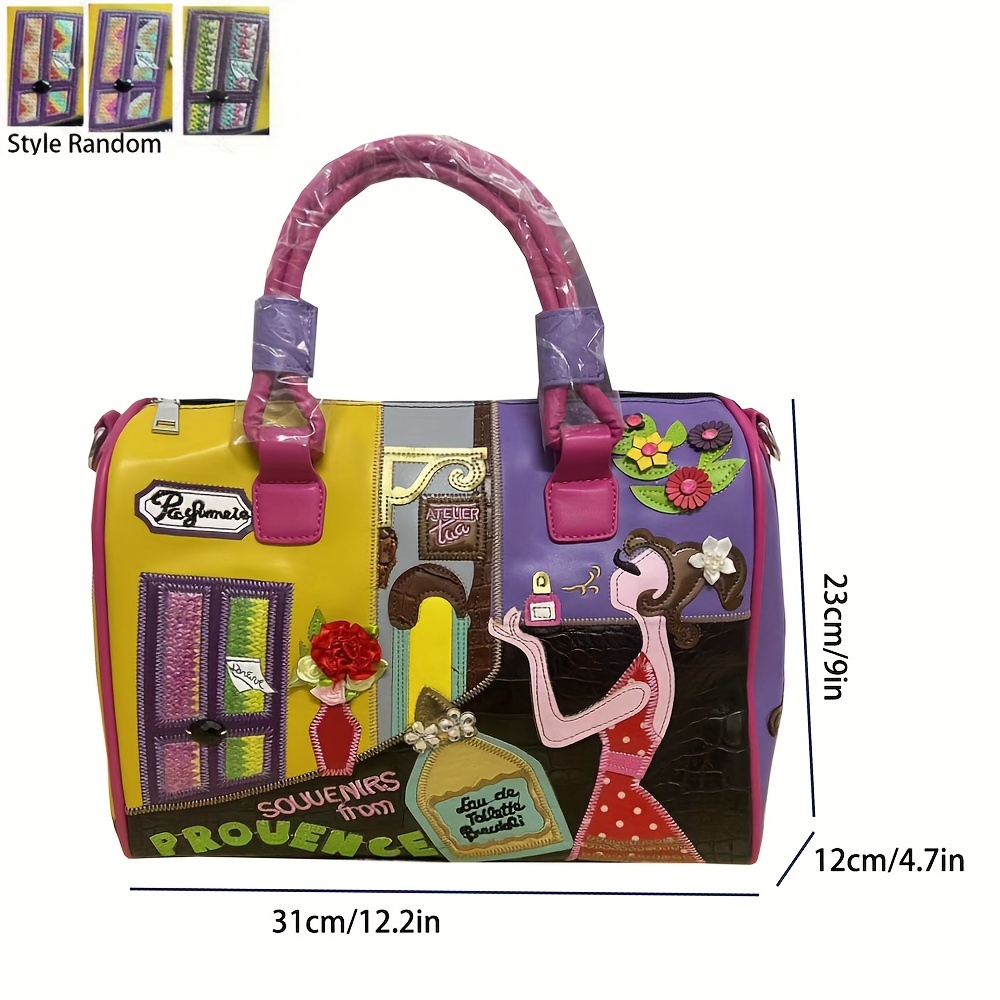 Embroidered Cartoons Style Purses and Handbags for Women Fashion Crossbody  Shoulder Bag Designer Bag Female Totes Boston Bag