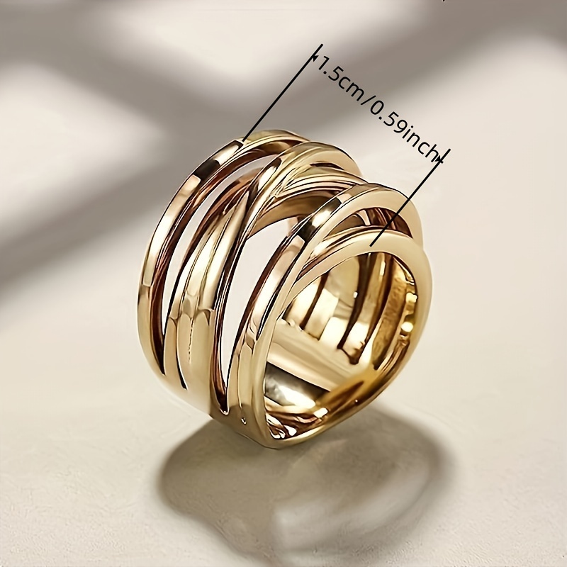 KC Golden Plated Copper Women's Band Ring Intertwine