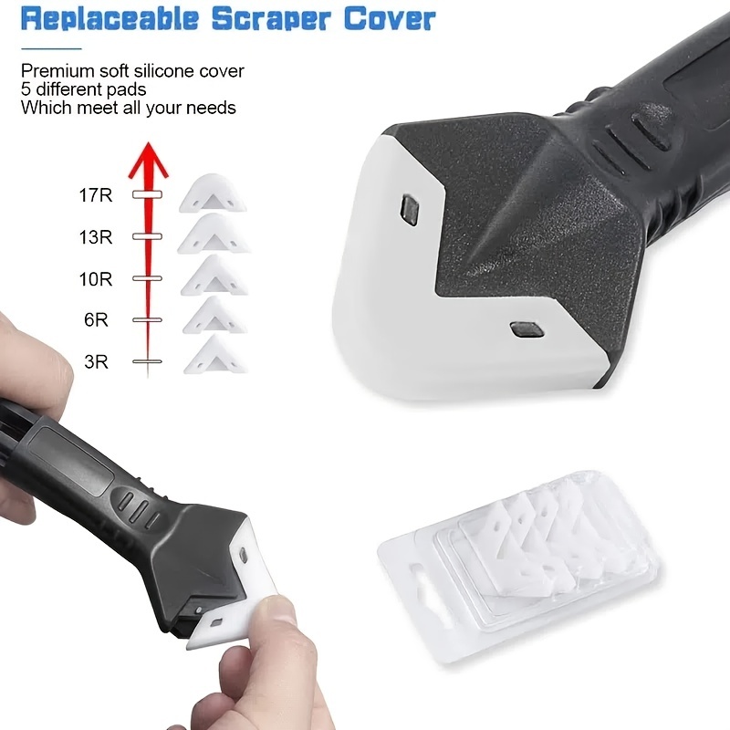 Silicone Scraper Glue Remover Knife Angle Beauty Crevice Spatula Tool Grout  Scraper Kit 5in1 Multifunction Coner Caulking Tool - AliExpress